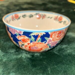 Anthropologie Barbara Ignatiev Blue Floral Ceramic Bowl